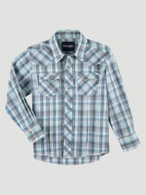 112324657 - Wrangler Boy’s LS Fashion Western Plaid Shirt - Multi Blue