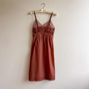 1950s Chocolate Brown Slip Dress With Lace (XS/S)