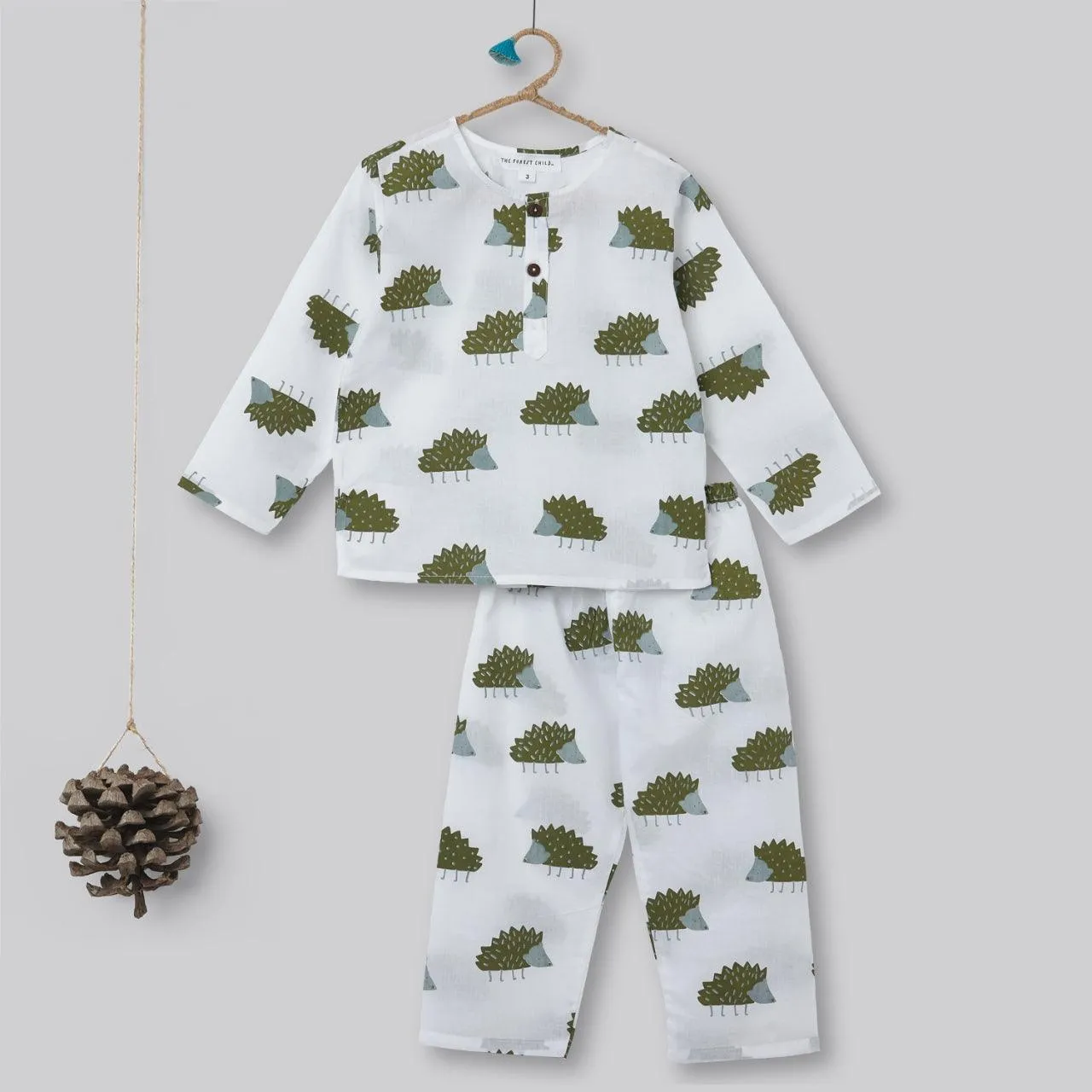 A Prickle of Hedgehogs' - Unisex Kurta Pyjama Set for Kids