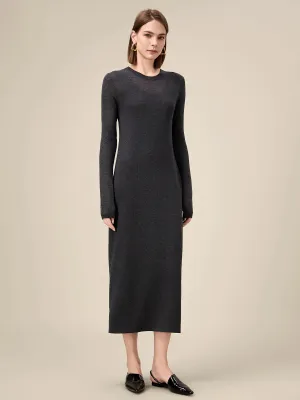 Amoretu Wool Long Sleeve Sweater Long Dress