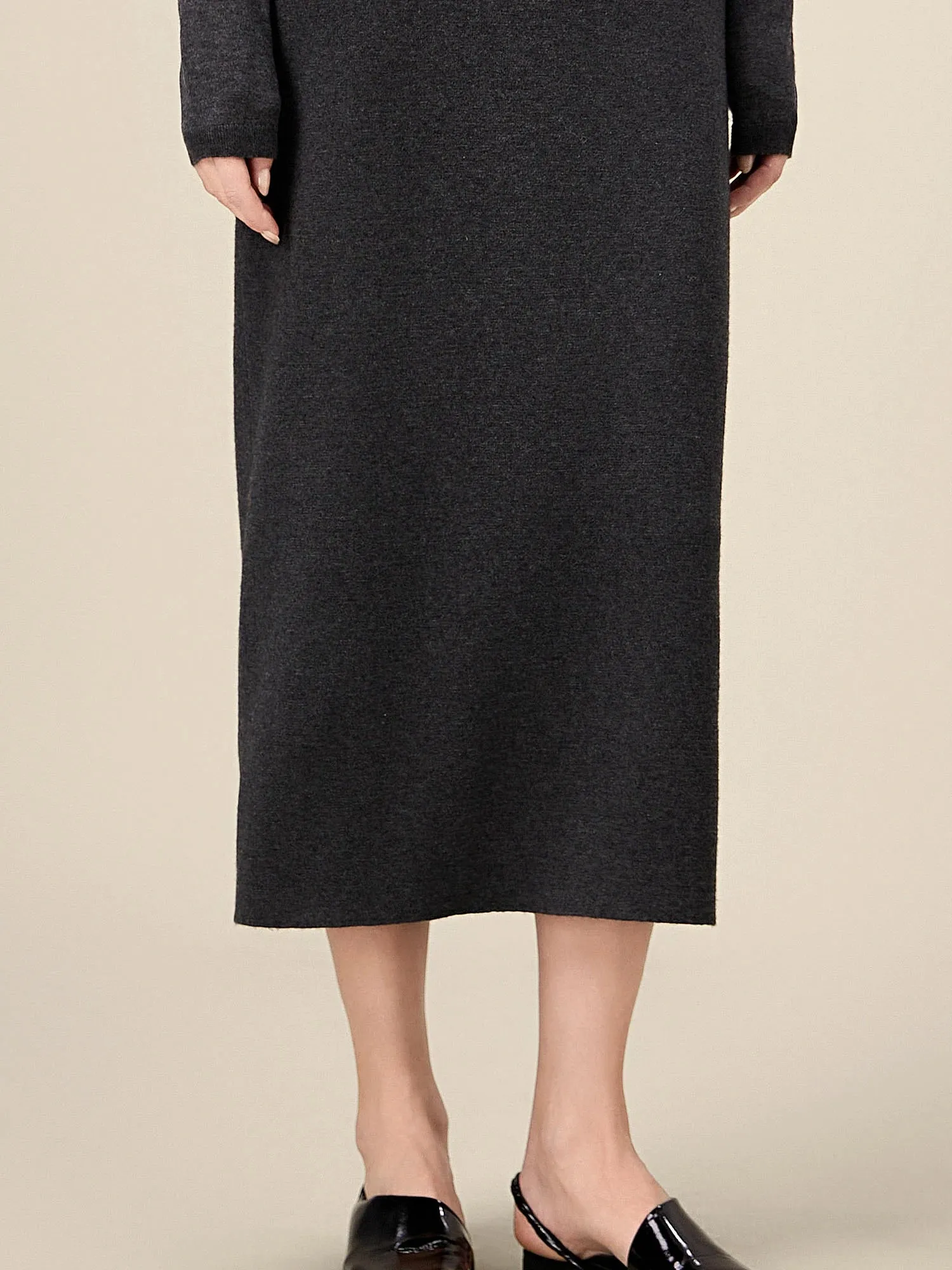 Amoretu Wool Long Sleeve Sweater Long Dress