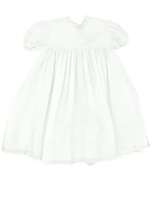 Auraluz White Lace Dress with Embroidered White Flowers