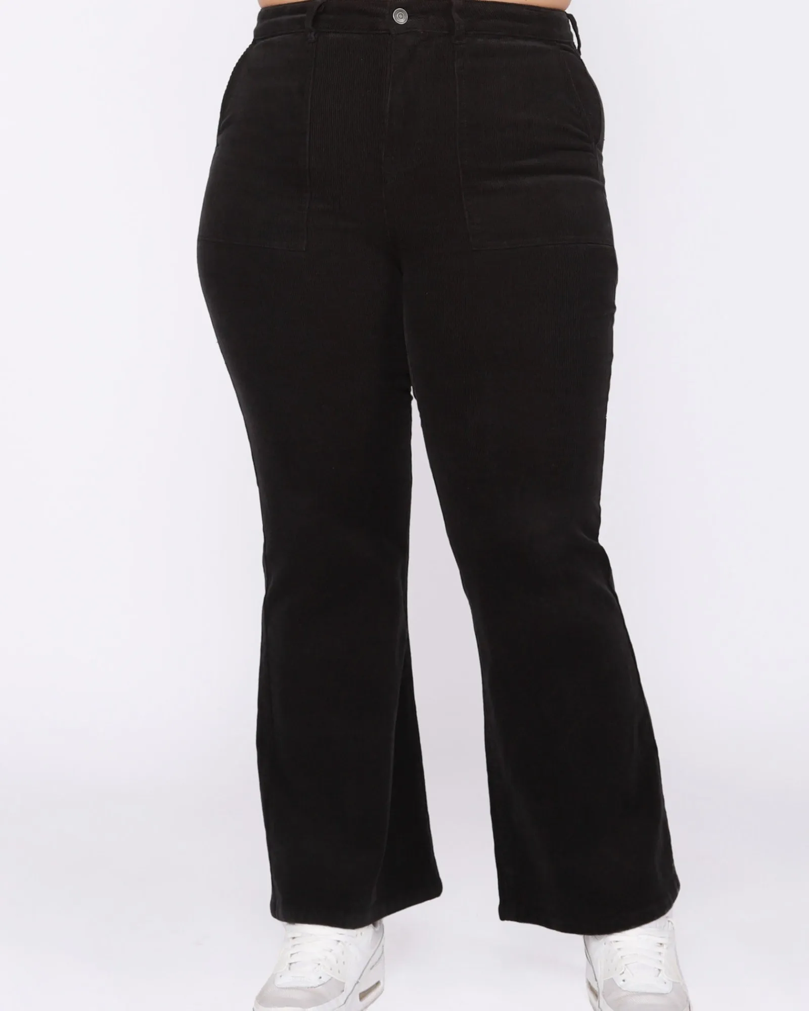 Ava High Rise Corduroy Trousers | Black / Ivory