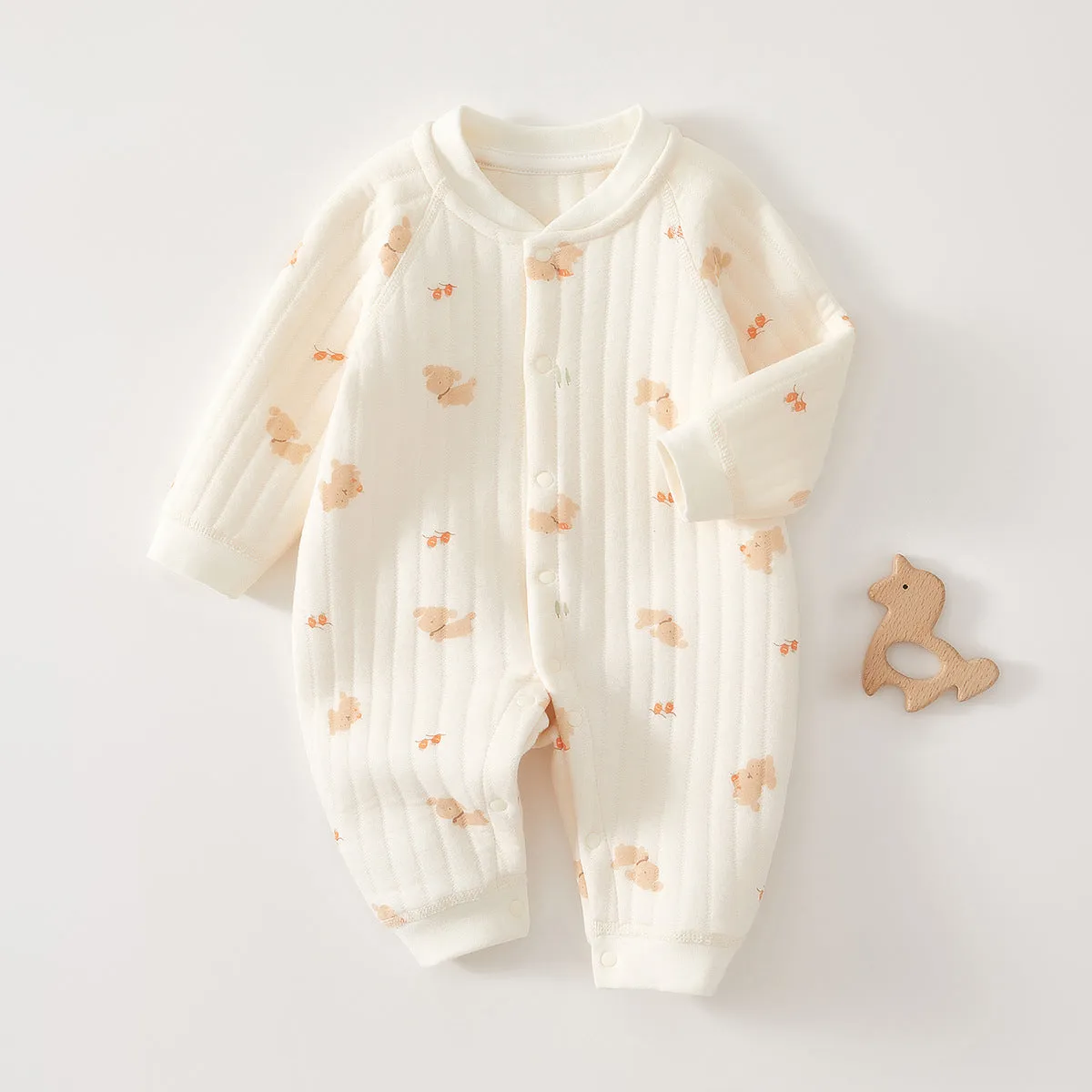 Baby onesie Spring and autumn knitted long sleeve breathable comfortable cotton clamped climbing suit