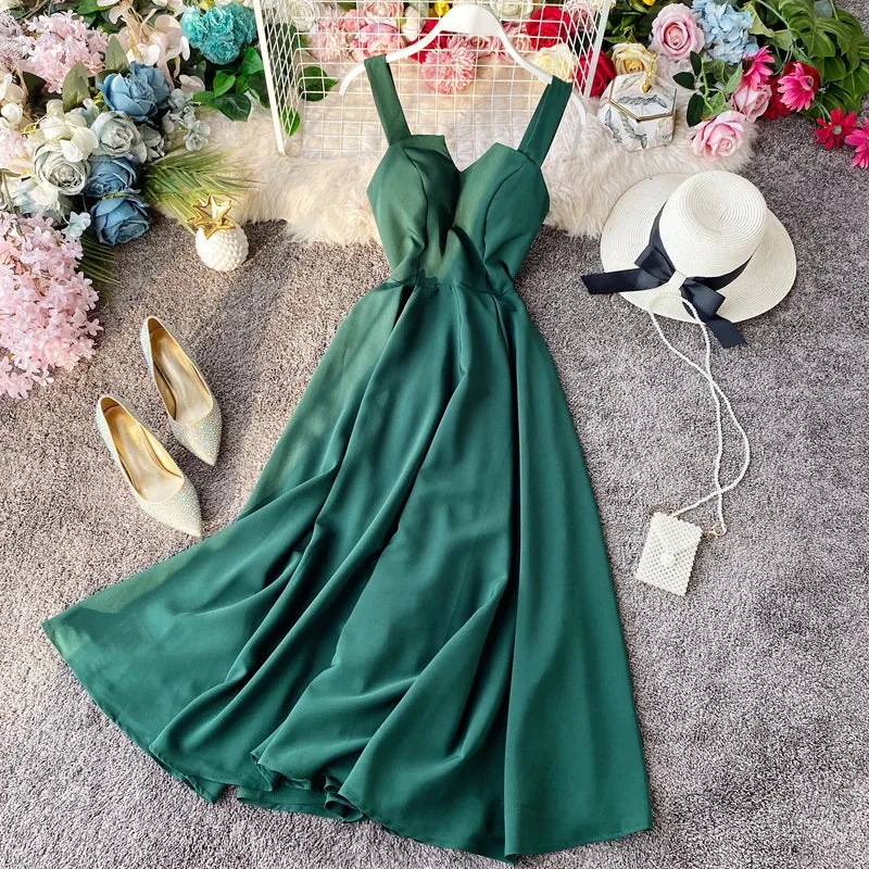 Backless Padded Vintage Halter Dress