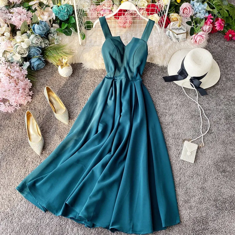 Backless Padded Vintage Halter Dress