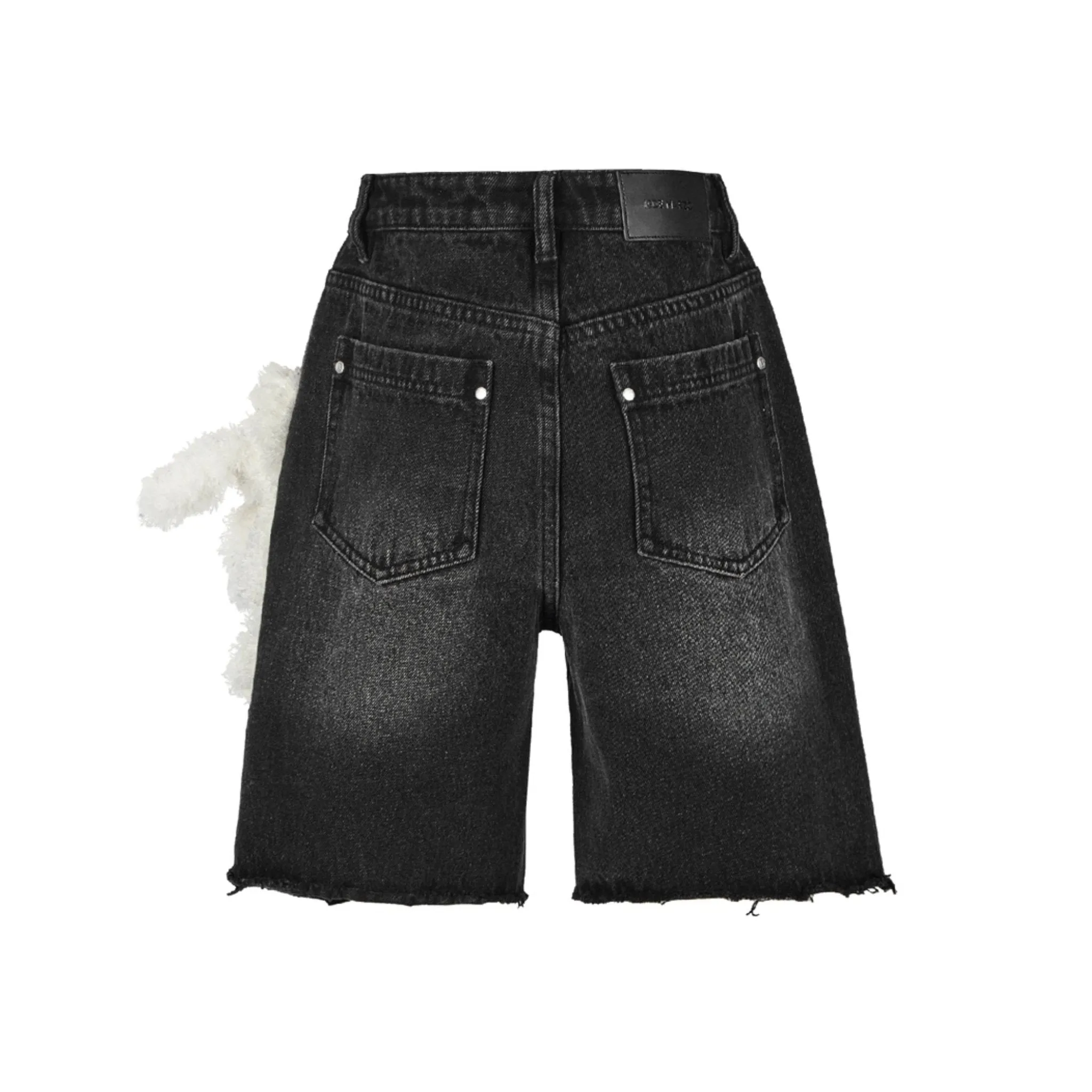 Bear Denim Logo Bike Shorts in Black