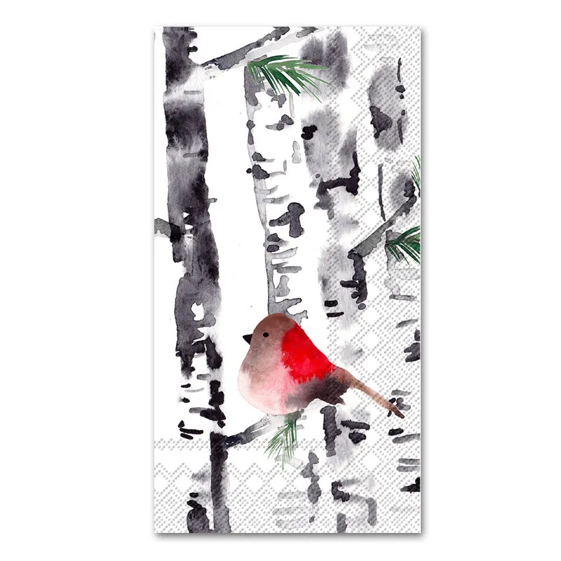 Bird in Birch Trees Paper Guest Towels - Buffet Napkins