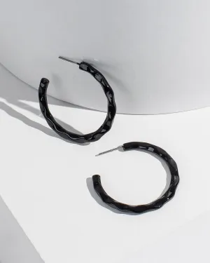 Black Covered Hoop Earrings