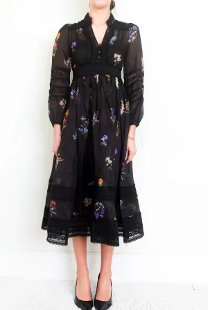 Black floral midi dress RRP £1K