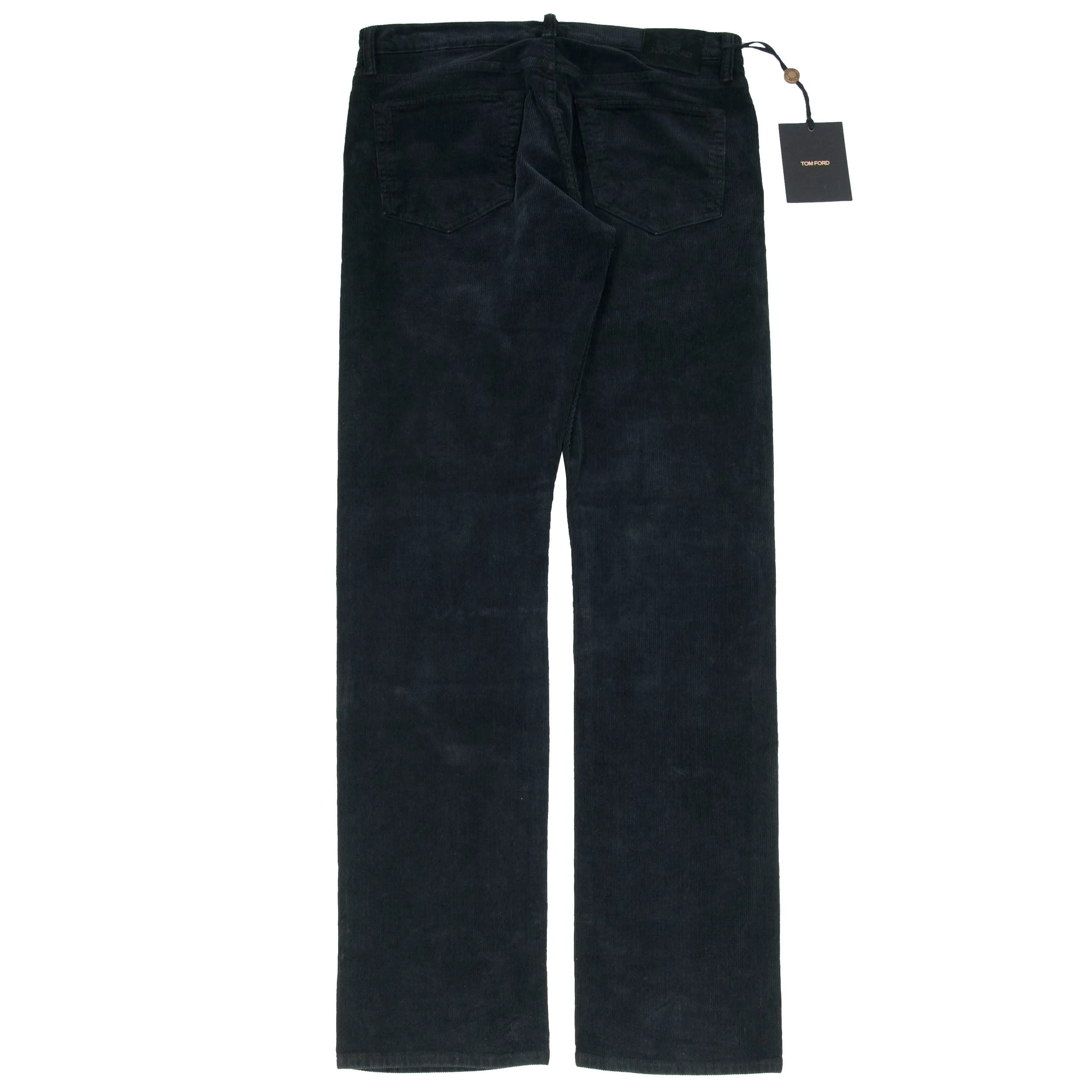 Black Ribbed Cotton Stretch Corduroy Trousers