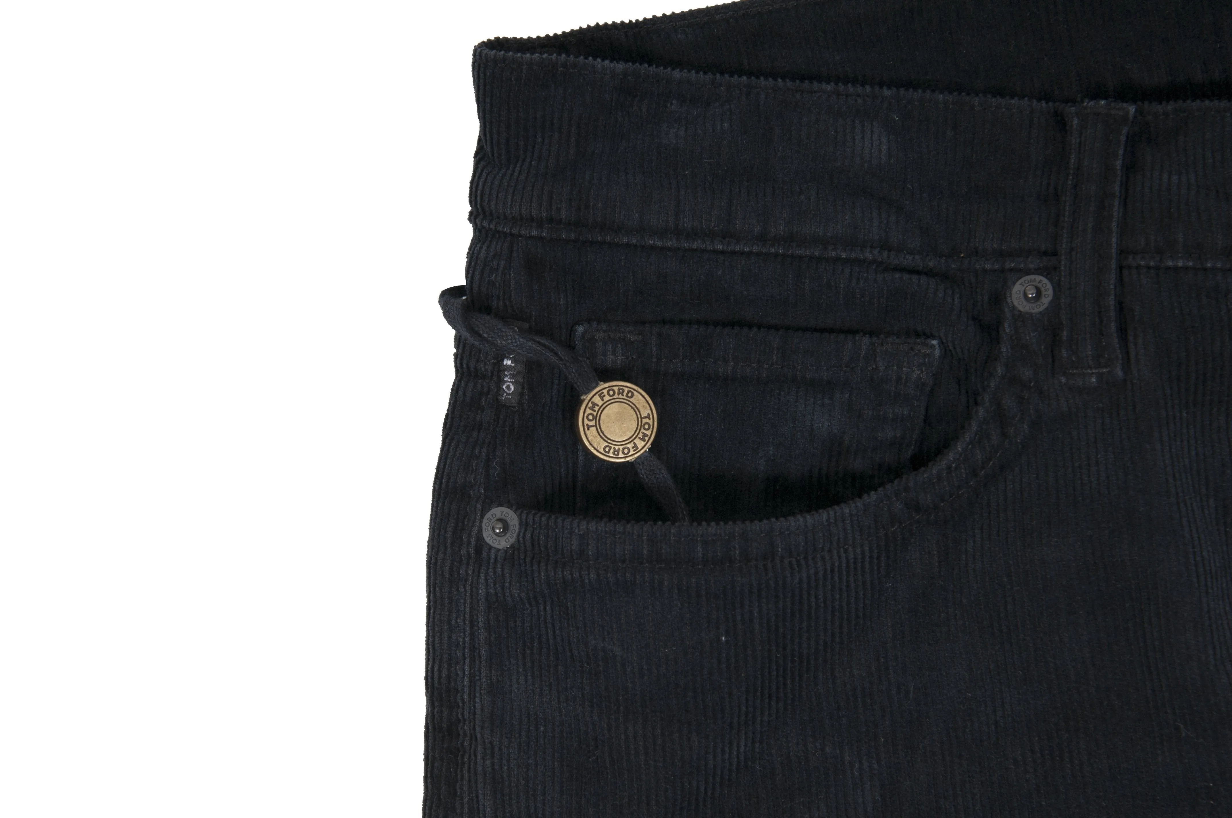 Black Ribbed Cotton Stretch Corduroy Trousers