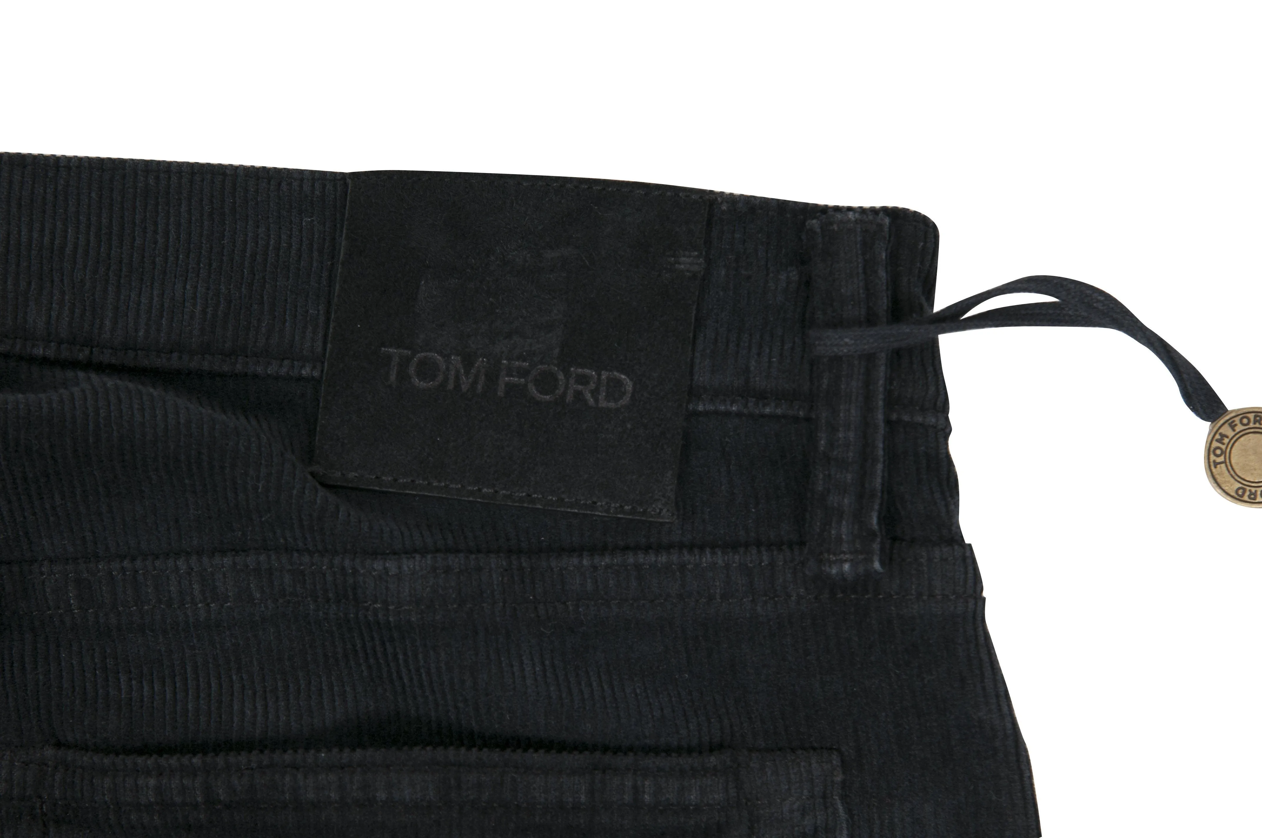 Black Ribbed Cotton Stretch Corduroy Trousers