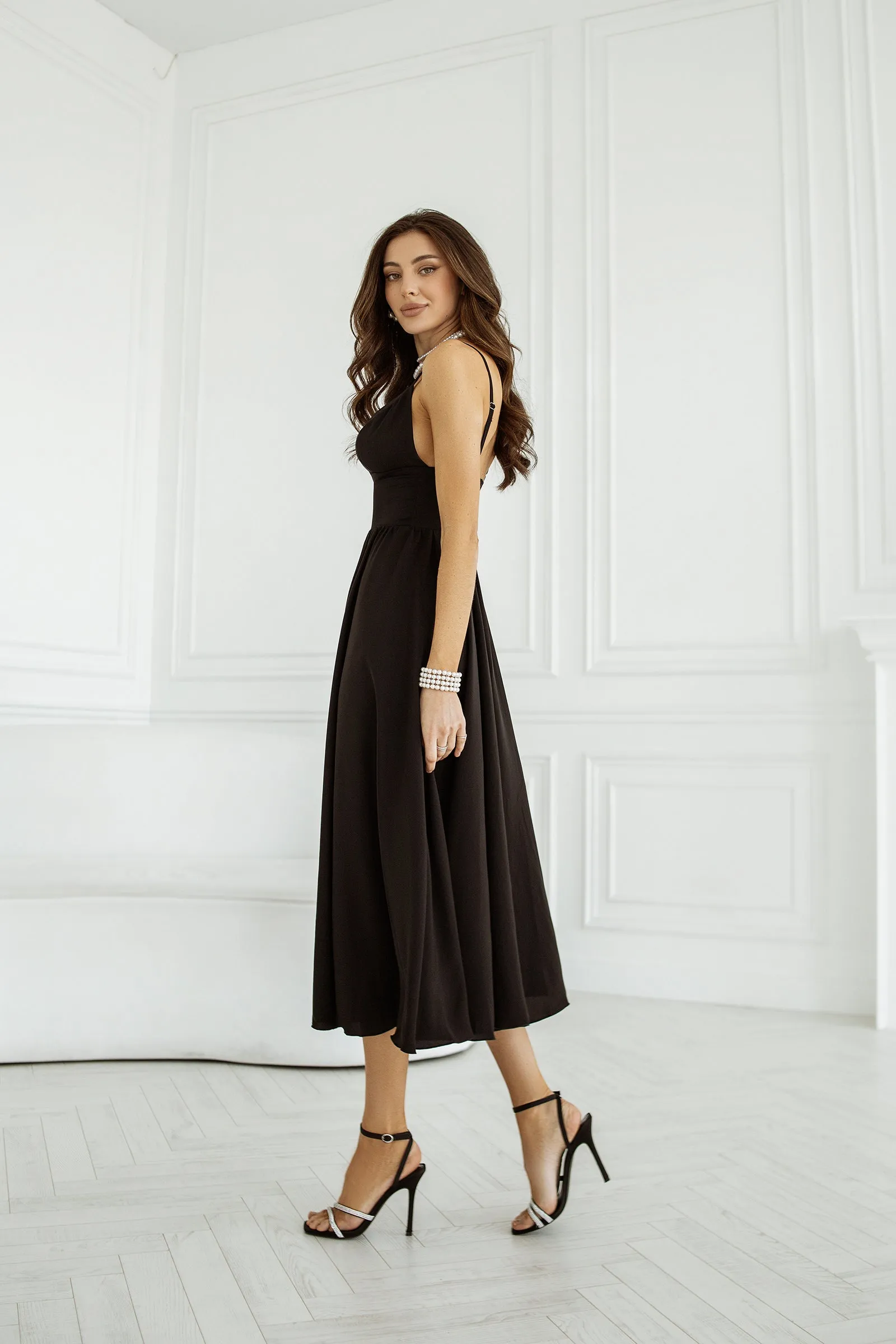 Black V-Neck Slip Dress