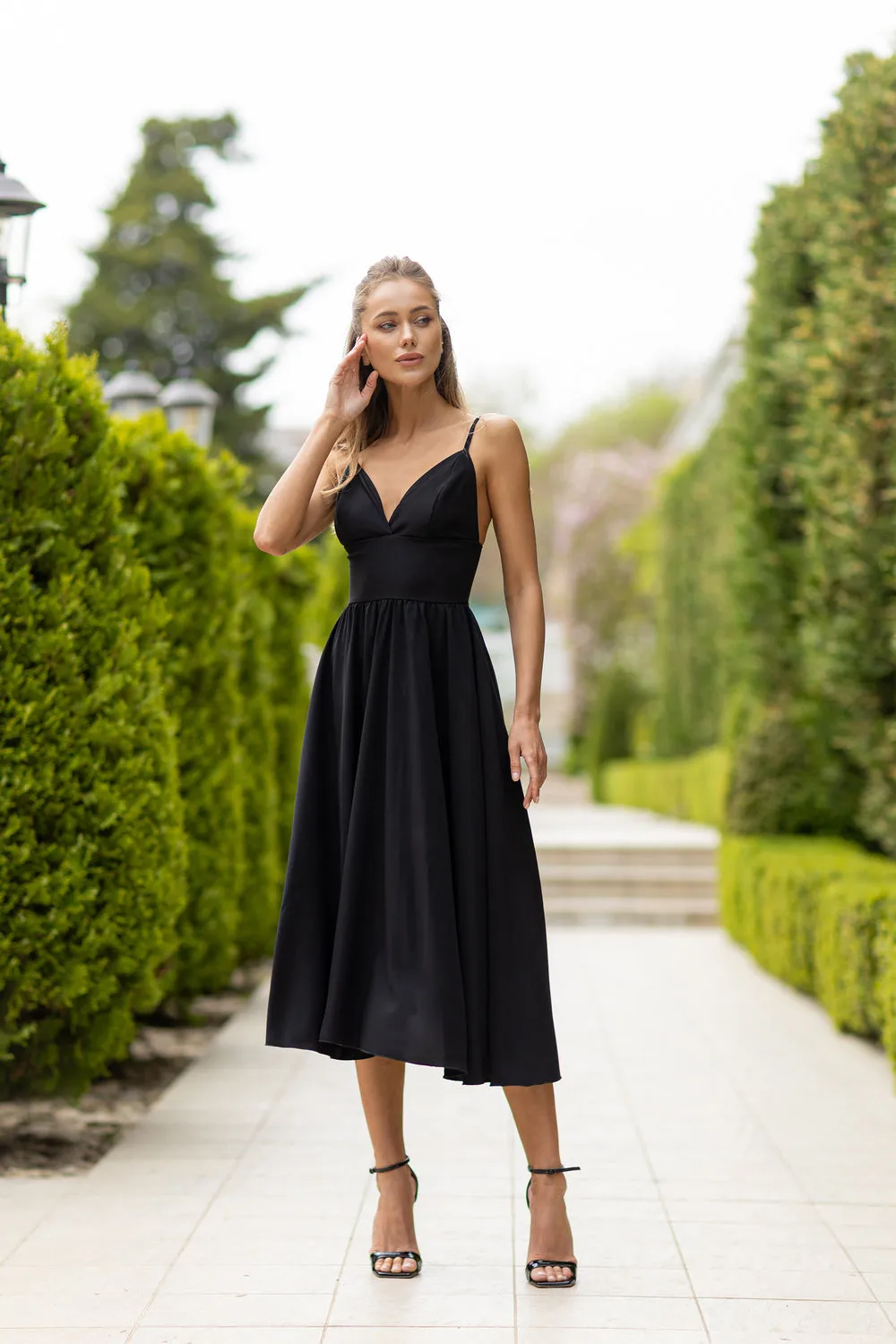 Black V-Neck Slip Dress