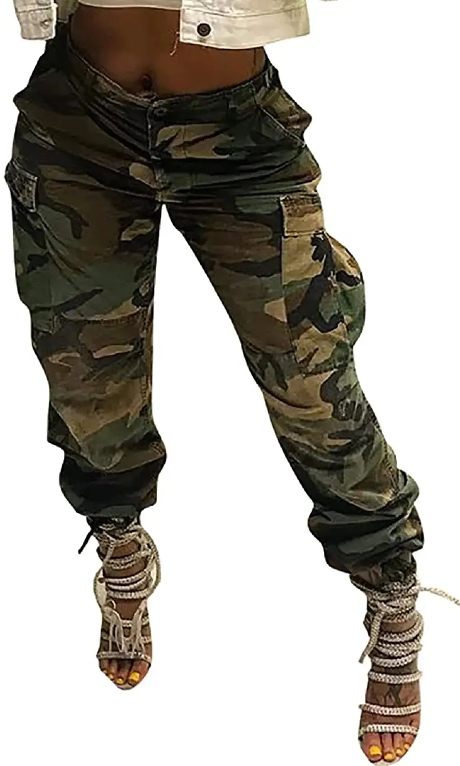 Camo Cargo Pants for Women with Pockets