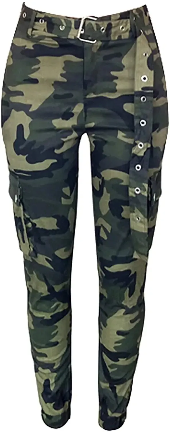 Camo Cargo Pants for Women with Pockets