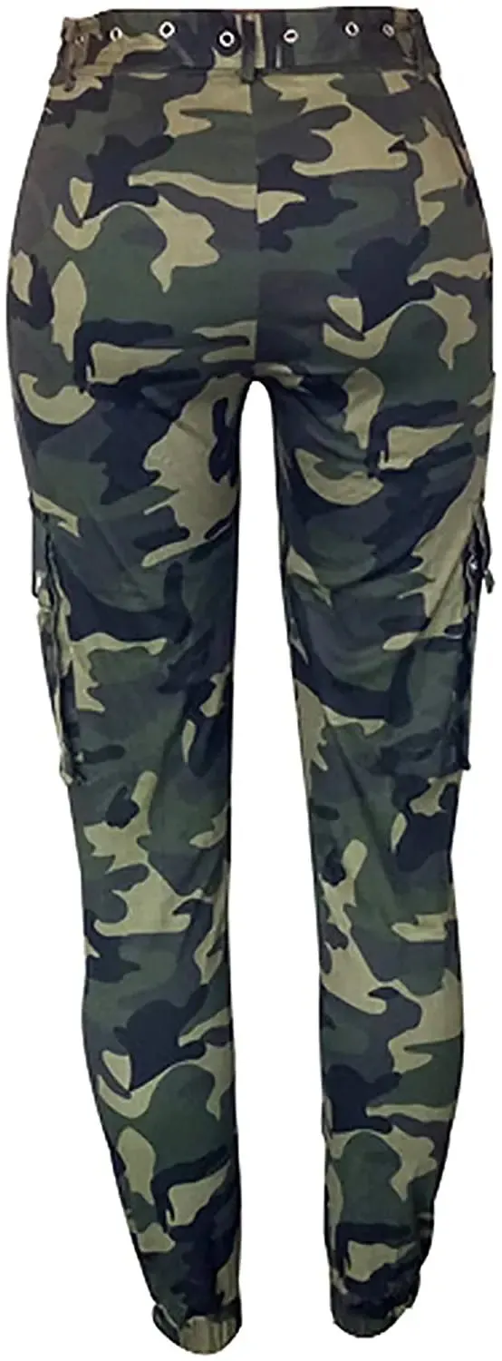 Camo Cargo Pants for Women with Pockets