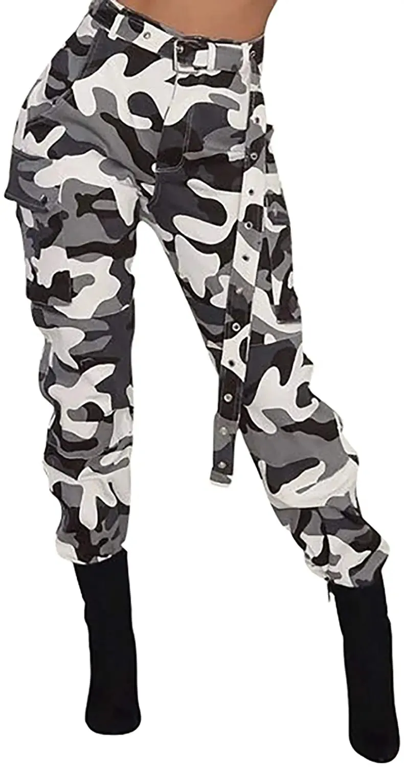 Camo Cargo Pants for Women with Pockets