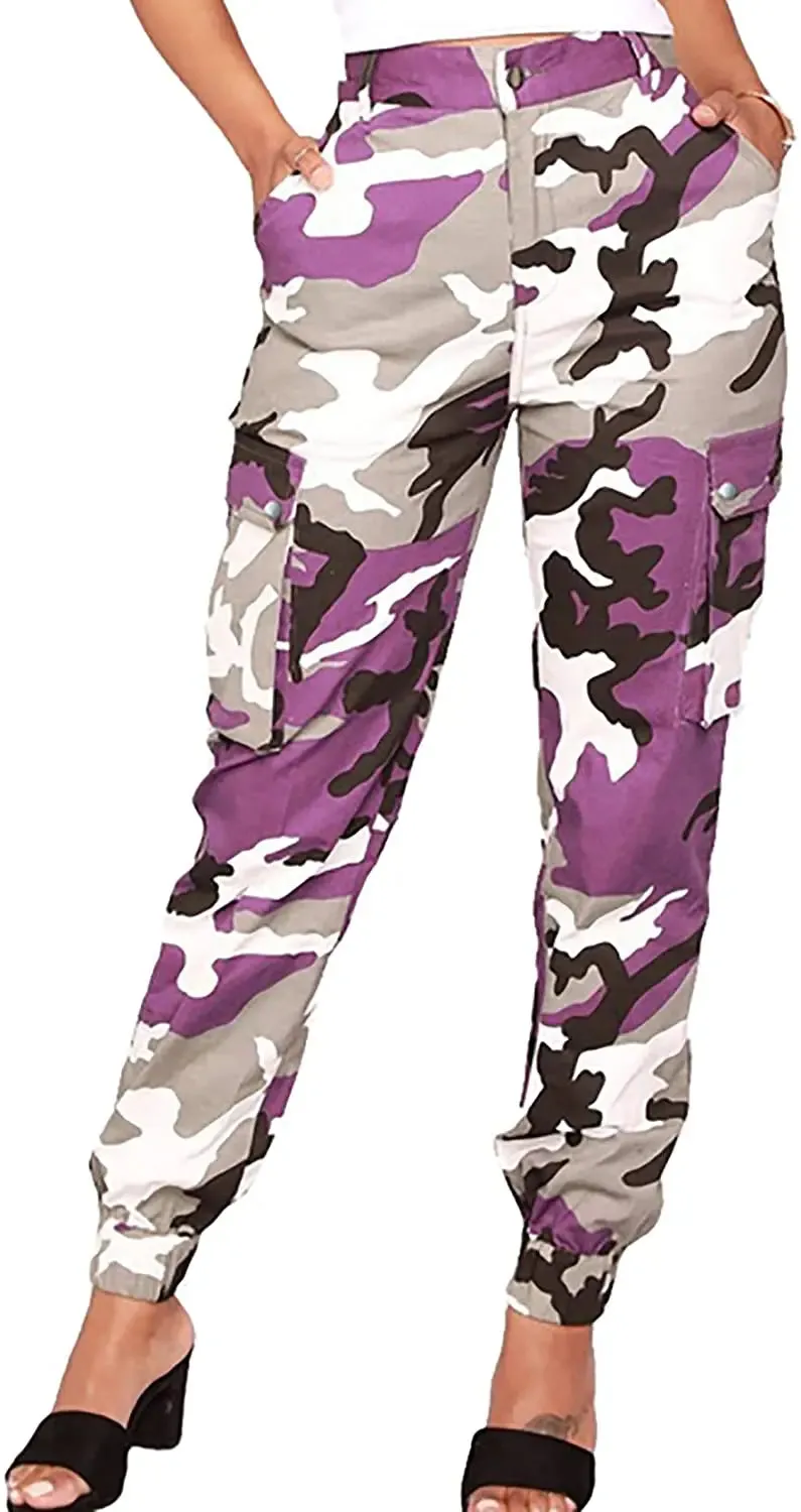 Camo Cargo Pants for Women with Pockets