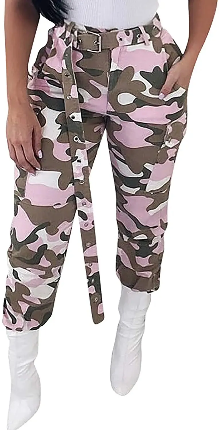 Camo Cargo Pants for Women with Pockets