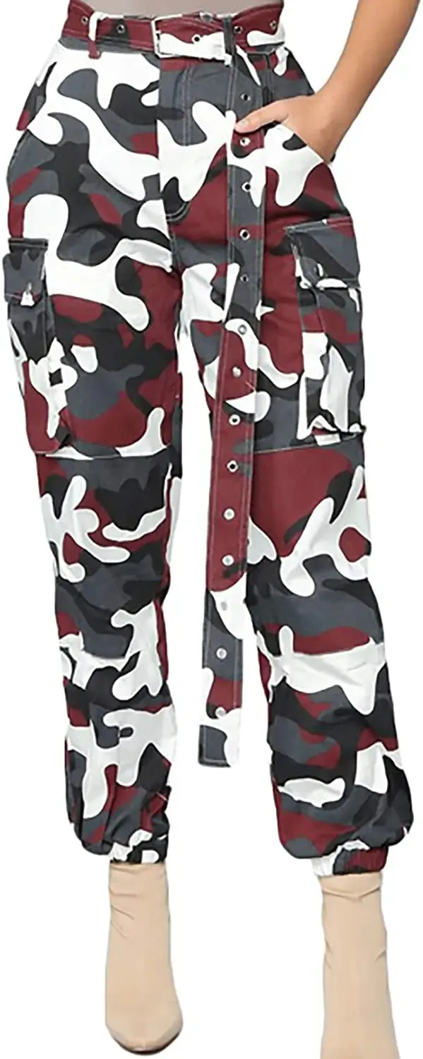 Camo Cargo Pants for Women with Pockets