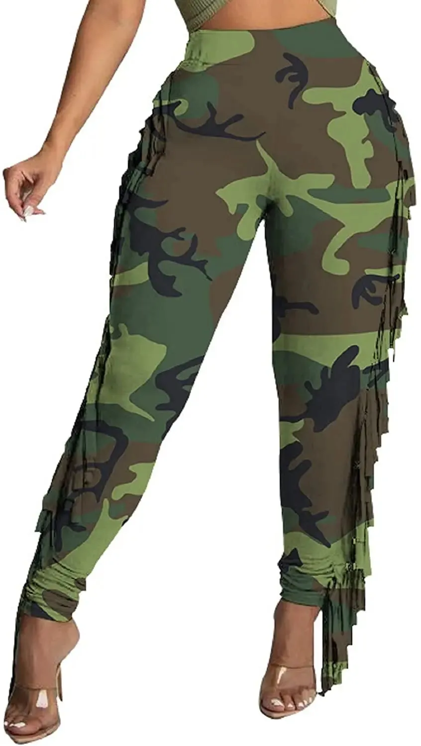 Camo Cargo Pants for Women with Pockets