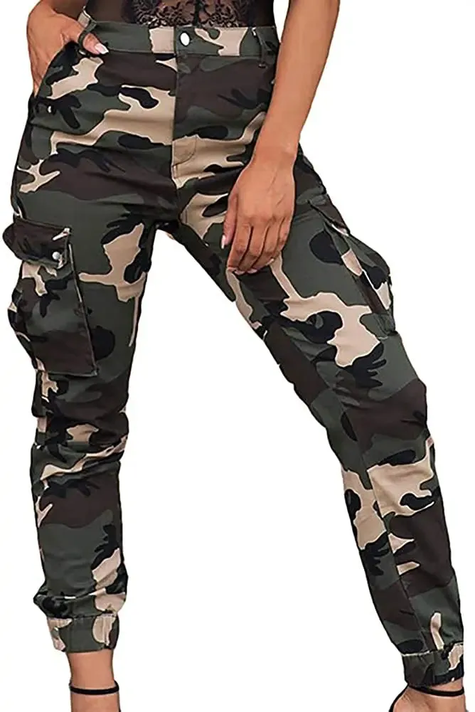 Camo Cargo Pants for Women with Pockets