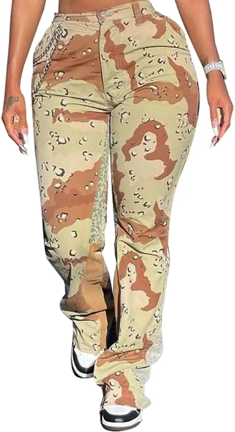 Camo Cargo Pants for Women with Pockets