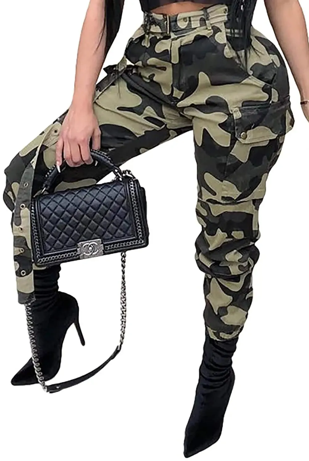 Camo Cargo Pants for Women with Pockets