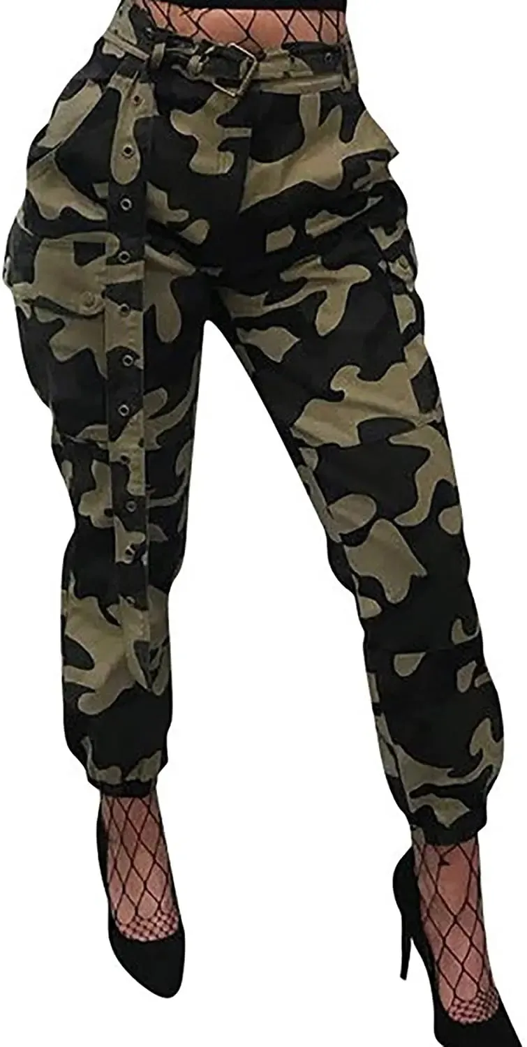 Camo Cargo Pants for Women with Pockets