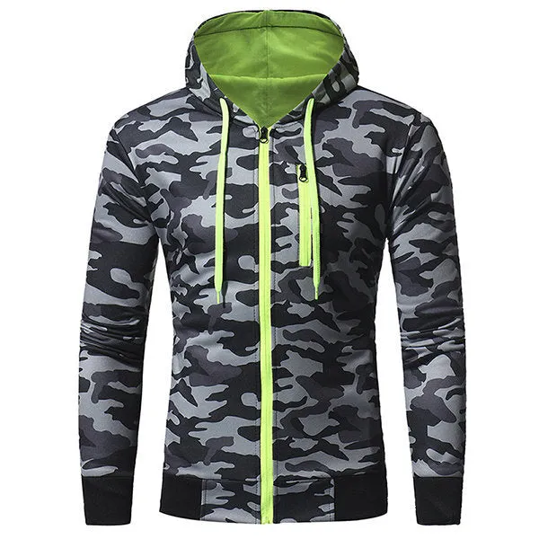 Camouflage Casual Sport Zip Up Hoodies