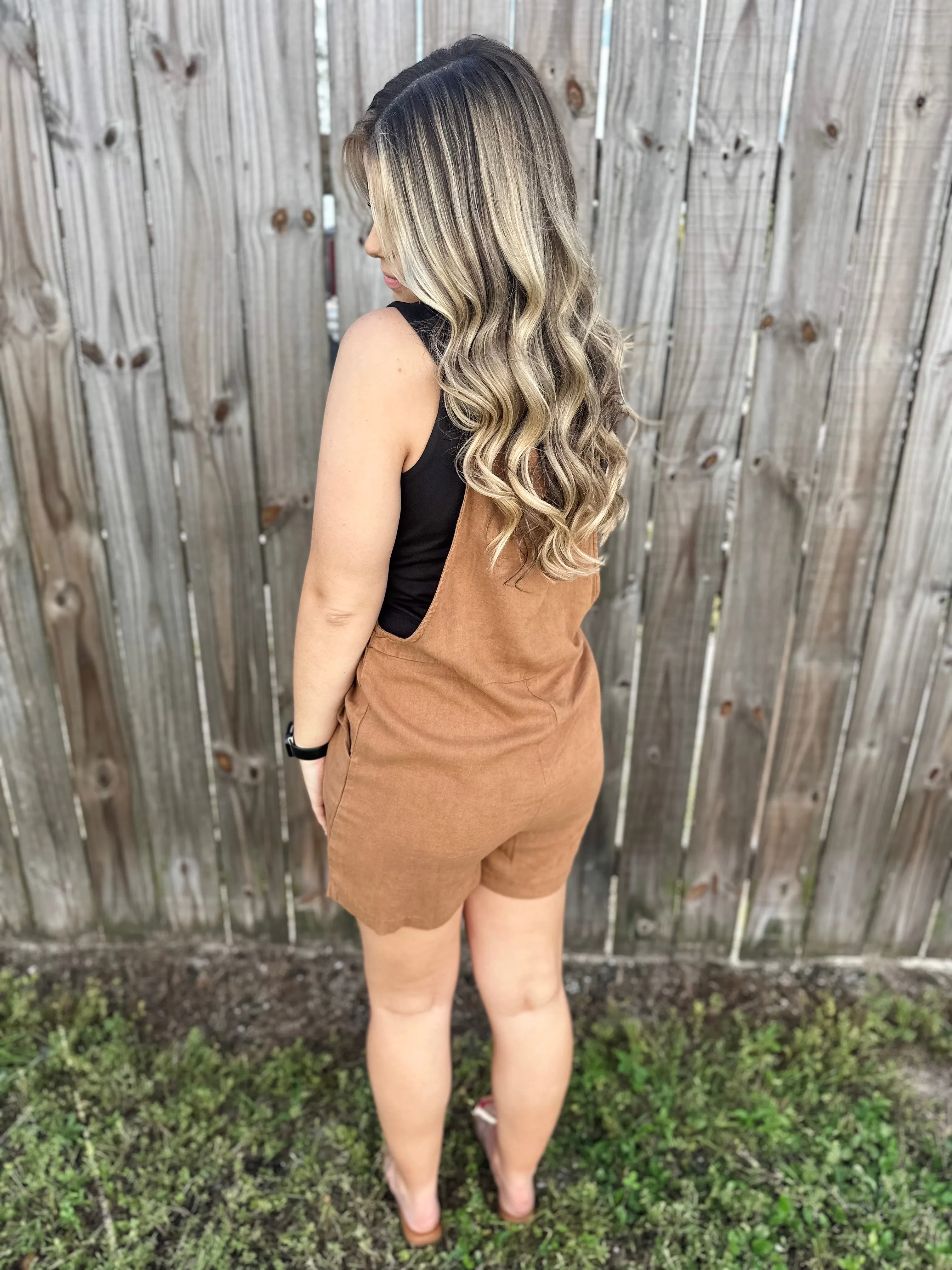 Carlie Camel Short Jumpsuit