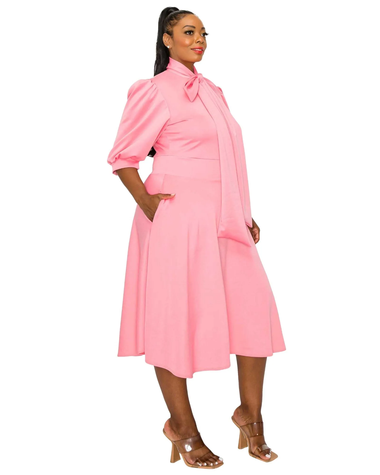 Casey Scuba Flare Dress | Pink