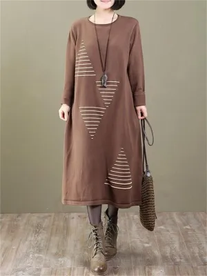 Casual Women'S Color Matching Sweater Dress