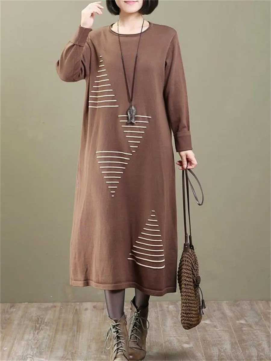 Casual Women'S Color Matching Sweater Dress