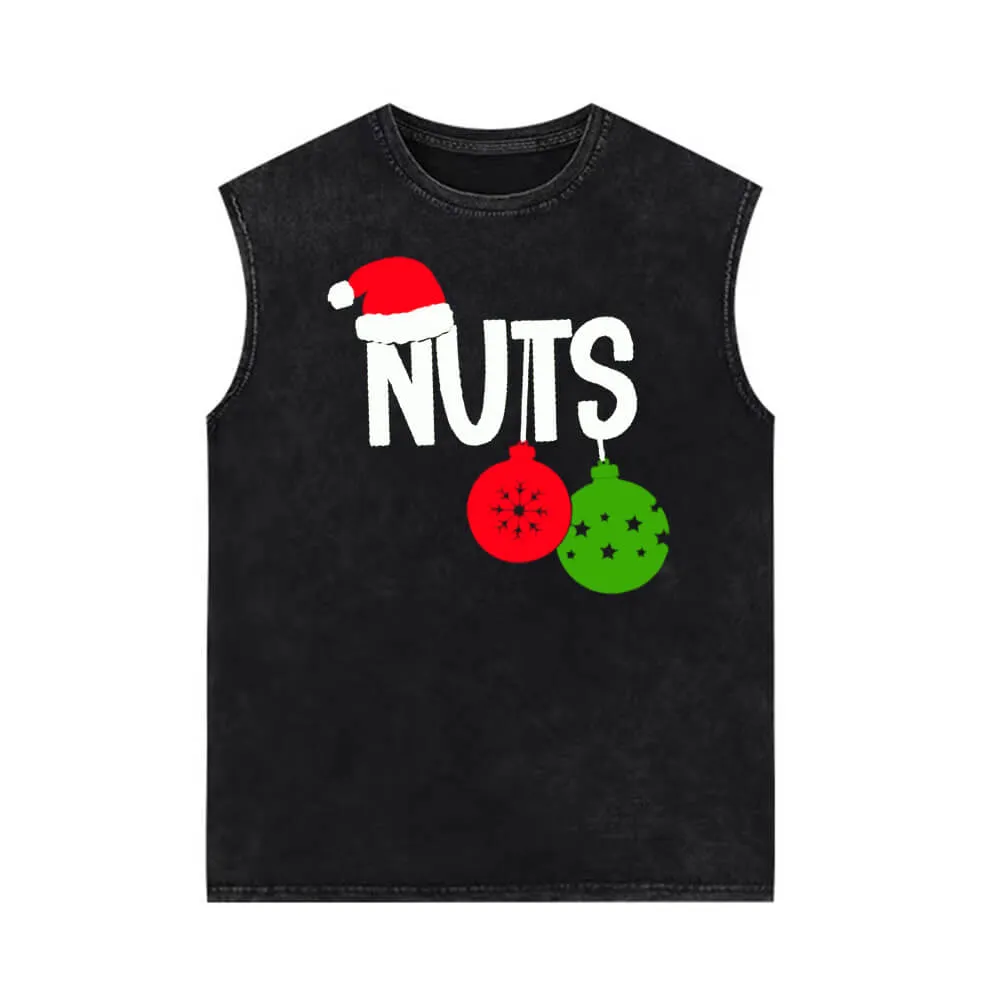 Chest And Nuts Vintage Washed Christmas Couple Vest Top