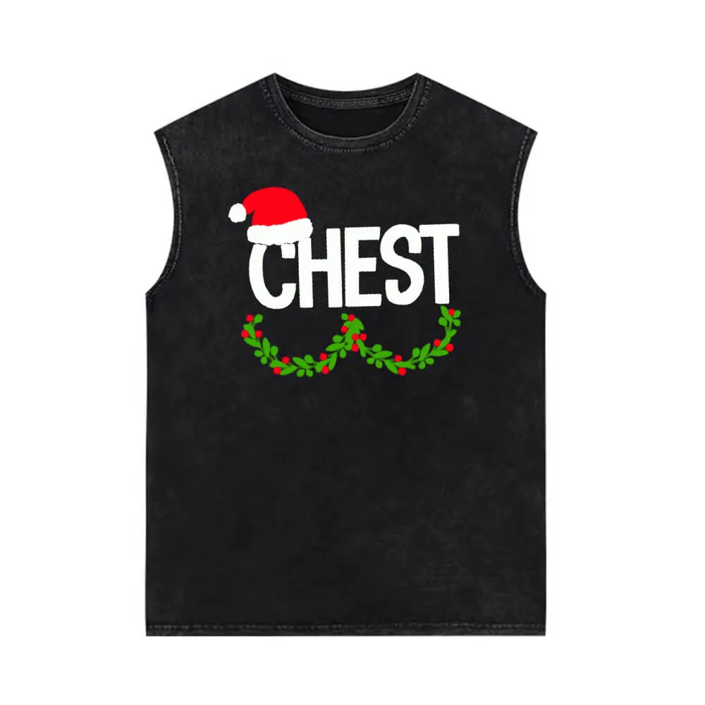 Chest And Nuts Vintage Washed Christmas Couple Vest Top