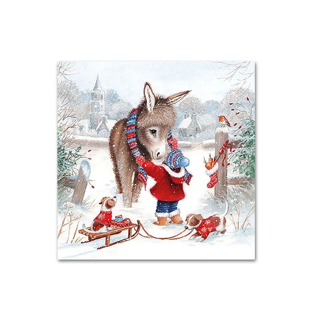 Christmas Donkey Paper Beverage Napkins