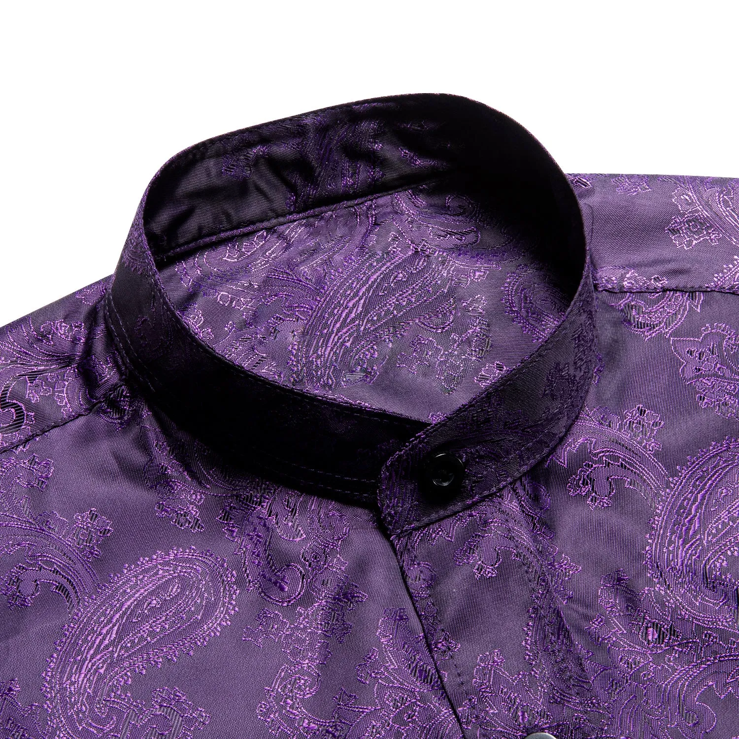 Classic Purple Paisley Pattern Silk Men's Long Sleeve Shirt