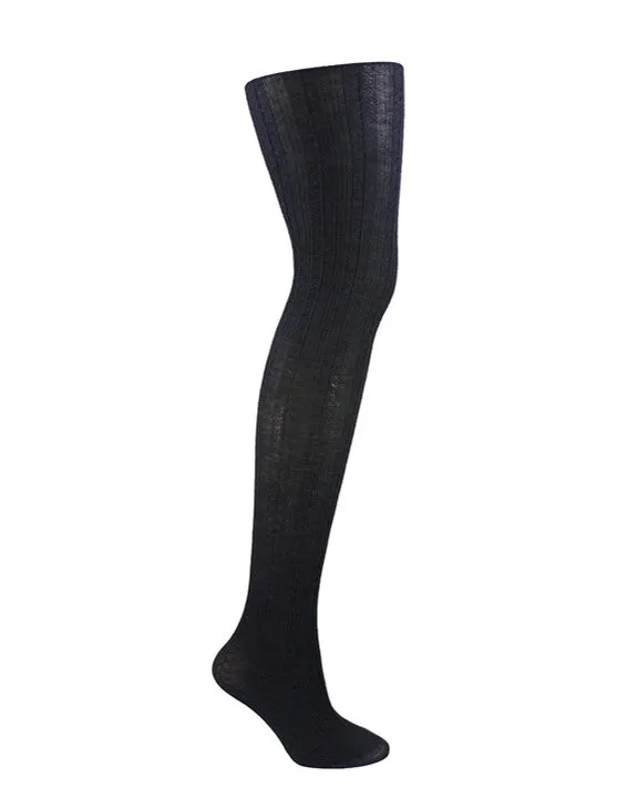 Columbine 1447 Cable Rib Superfine Merino Tights Dark Navy