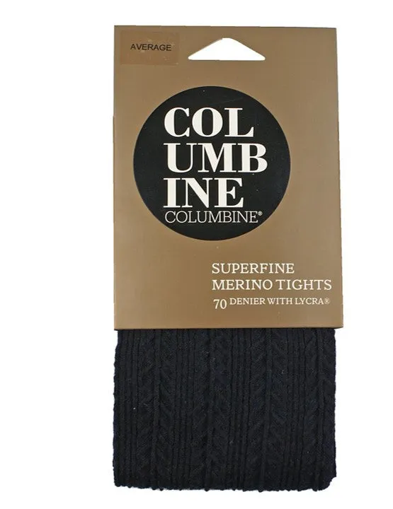 Columbine 1447 Cable Rib Superfine Merino Tights Dark Navy