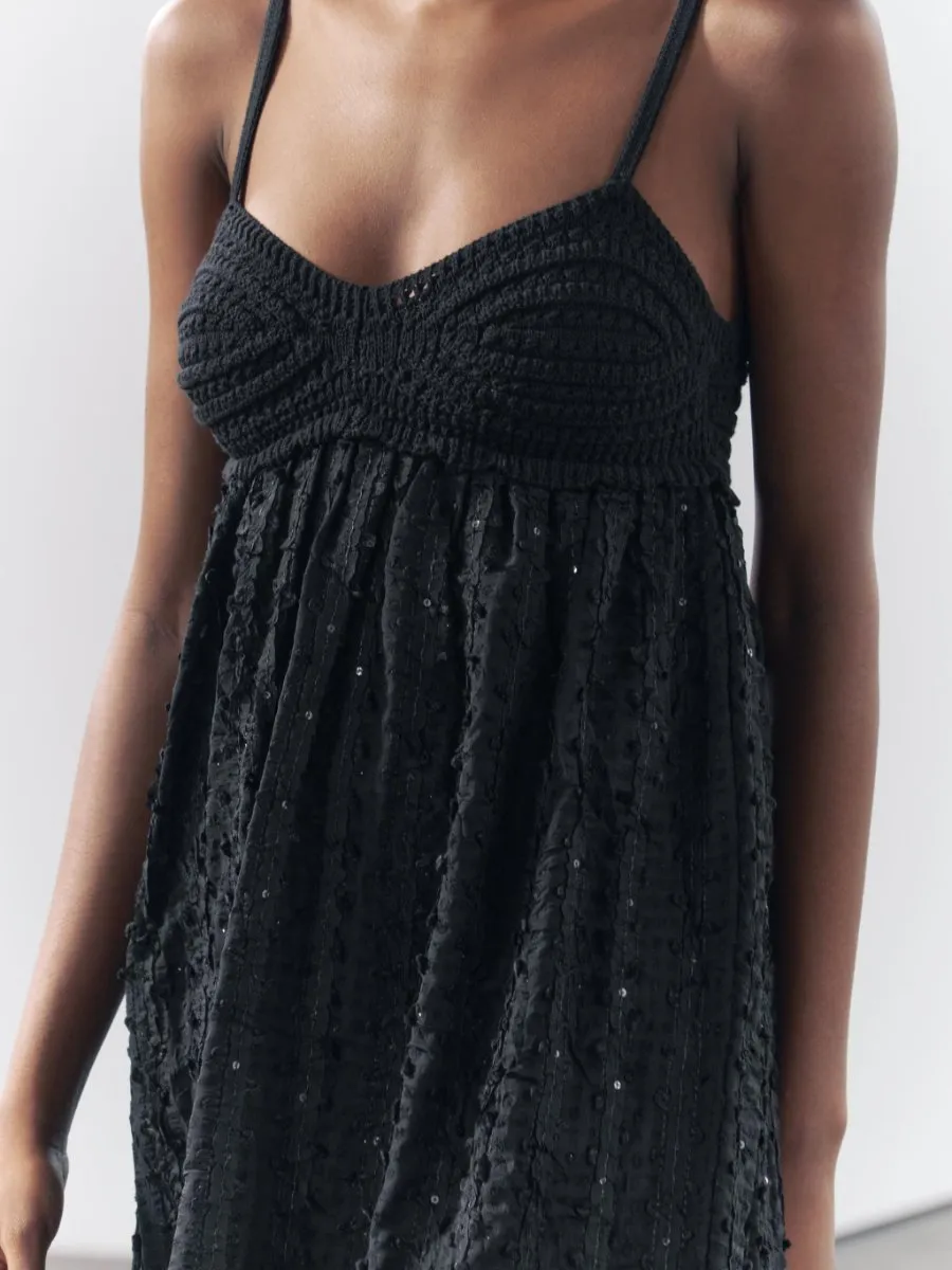 Combined Sequin Knit Dress