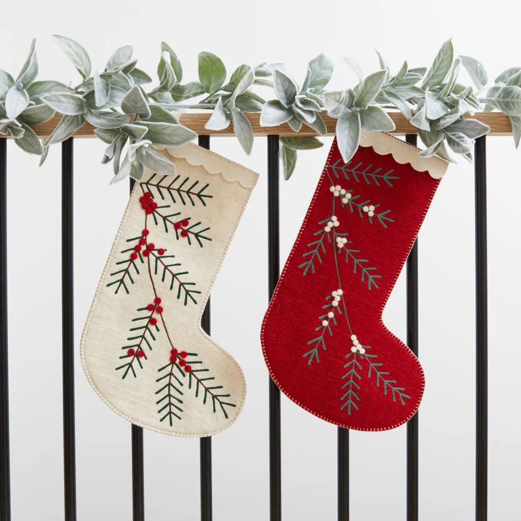 Contemporary Red Winter Pine Stocking