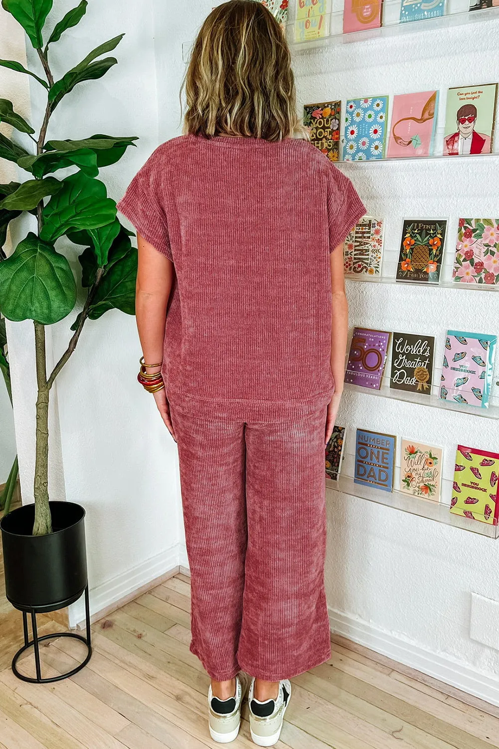 Corduroy Pant Set - Rose Pink