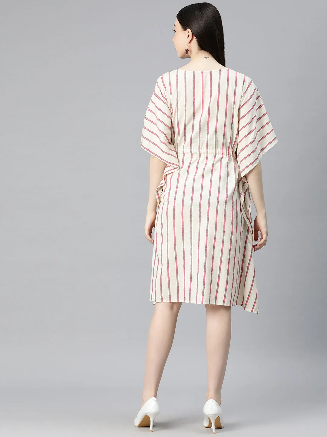 Cottinfab Women Striped Kimono Sleeve Kaftan Dress