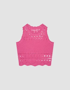 Crew Neck Crochet Knitted Vest