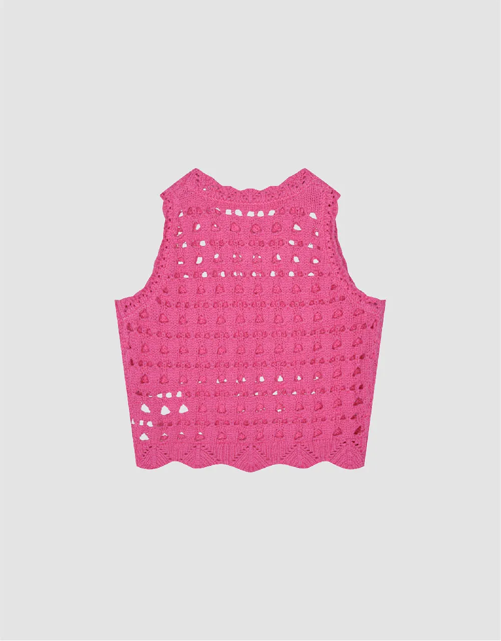 Crew Neck Crochet Knitted Vest