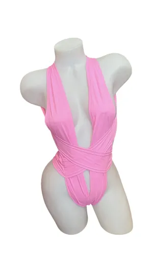 Criss Cross Bodysuit Baby Pink