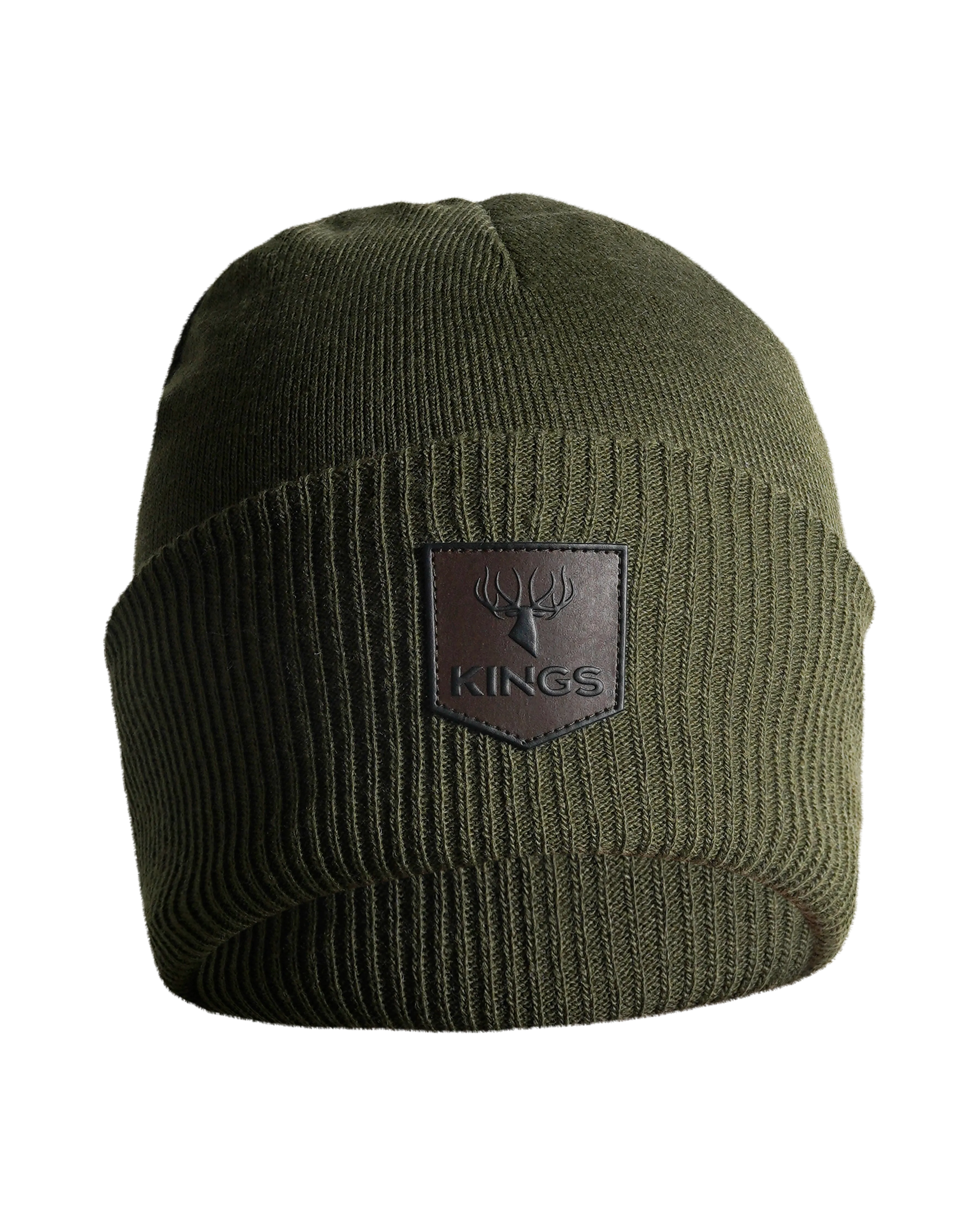 Cuffed Leather Patch Beanie